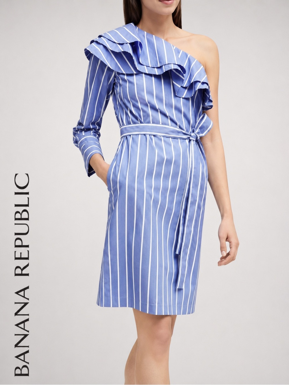 Banana Republic One-Shoulder Ruffle Dress